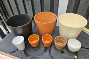 used plant pots 3 big 5 mini