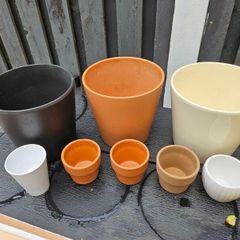 used plant pots 3 big 5 mini