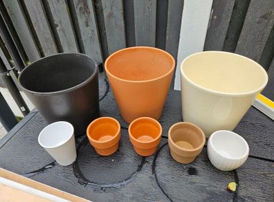 used plant pots 3 big 5 mini