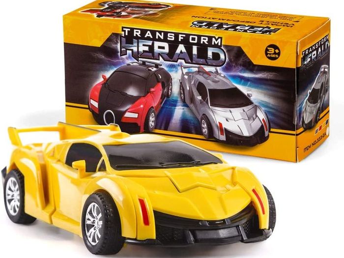 2 Pcs Deformation Cars for 3-7 Years Old Boys,Best Birthday Gifts for Boys Girls Pull Back Robot Car Toy for Boys Girls Kids Play Push Toy Cars Transformers Cars Toys for Kids Blue & Yellow