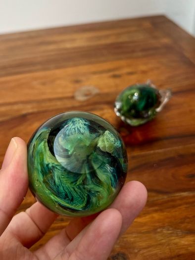 2 Vintage Hand- blown Glass Paperweights
