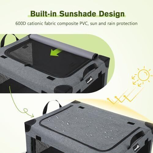Dog Car Crate, Collapsible Dog Crate with Breathable Mesh, 76x51x51cm Dog Travel Crate Sturdy Frame for Small and Medium Dogs, Suitable for Traveling, Visit Veterinarian and Insides