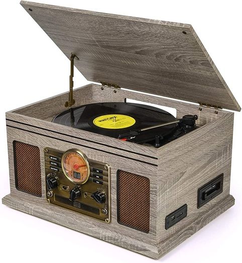 Player Vinyl Turntable with Speakers USB MP3 Playback/Bluetooth/FM Radio/CD And Cassette Player/Vinyl LP Records/SD Card Reader (FREE POSTAGE)