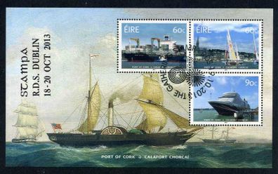 2013 Ireland Stampa Public Souvenir Port of Cork Miniature Sheet Overprinted for Stampa with show cancel of 19/10/13