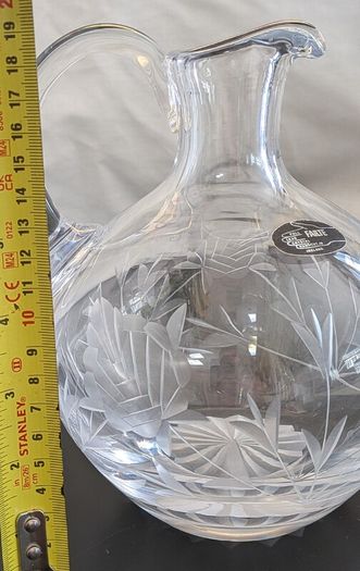 Failte Irish Lead Crystal Jug Peter O Farrell Signed 1983 Hand Cut Ireland 19cm