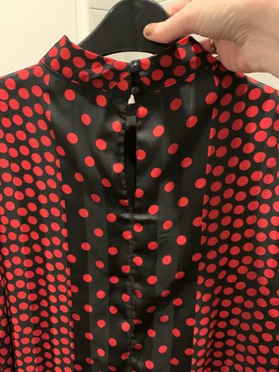 Dramatic polka dot blouse