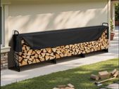 3.9m (12.6ft) Outdoor Firewood Rack with Waterproof Cover  Heavy Duty 3/4 Cord Log Holder