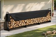 3.9m (12.6ft) Outdoor Firewood Rack with Waterproof Cover  Heavy Duty 3/4 Cord Log Holder