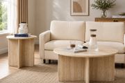 Set of 2 Round Coffee Tables Retro Look Solid Wood Beige
