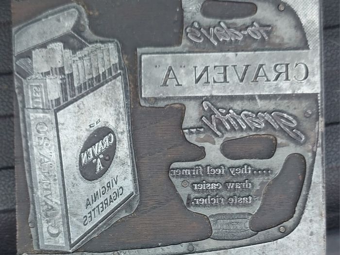Craven A Cigarette Printing Block
