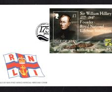 1999 Isle of Man 175th anniversary of Royal National Lifeboat Institution (RNLI) Sir William Hillary, 1771-1847 Commemorative Stamps Miniature Sheet First Day Cover (FDC)