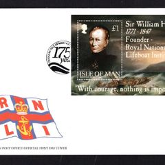 1999 Isle of Man 175th anniversary of Royal National Lifeboat Institution (RNLI) Sir William Hillary, 1771-1847 Commemorative Stamps Miniature Sheet First Day Cover (FDC)