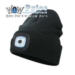 24851 Black Beanie Hat with LED Light