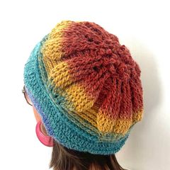 Handmade beret crochet flower