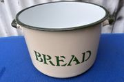 vintage circular enamel bread bin