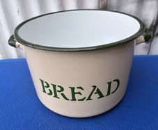 vintage circular enamel bread bin