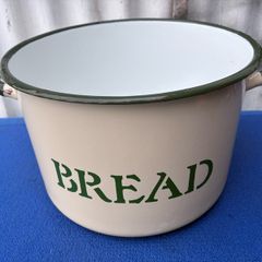 vintage circular enamel bread bin