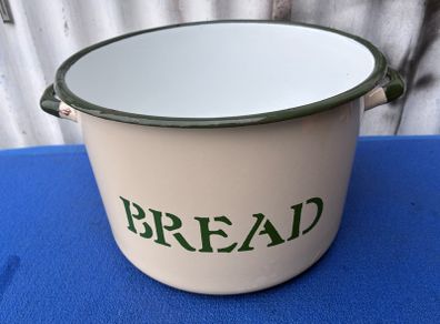 vintage circular enamel bread bin