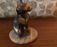 Art Deco Bronze Cat sculpture on marble/onyx  base