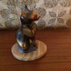 Art Deco Bronze Cat sculpture on marble base