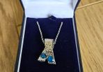 Handcrafted Celtic Art Necklace with blue stones