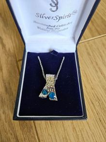 Handcrafted Celtic Art Necklace with blue stones