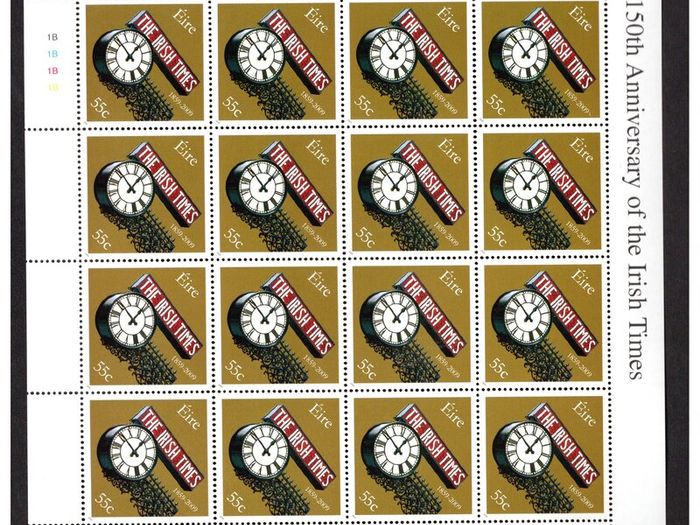 2009 Ireland 150th Anniversary of the Irish Times Commemorative Stamp Sheetlet Plate 1B1B1B1B Mint Never Hinged (MNH)