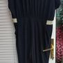 Navy jumpsuit with gold trim waist Image 7