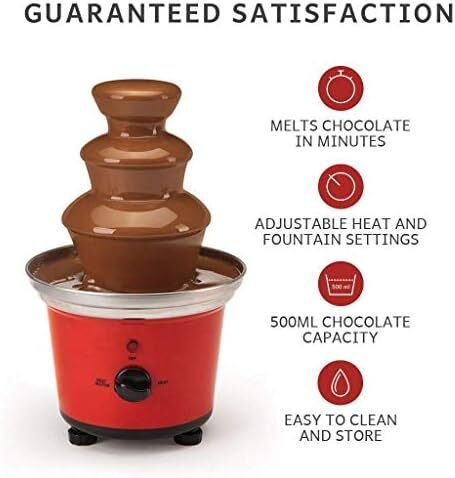 Chocolate Fountain Fondue Large Set | 500ml Capacity Electric 3-Tier Machine with Hot Melting Pot Base