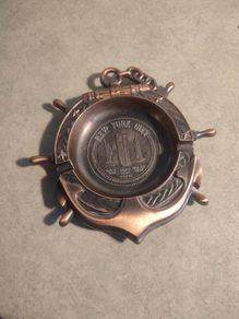 New York City Ashtray Statue of Liberty, World Trade Center, Empire State metal and copper effect could used as wall hanging decor. is 6 inches