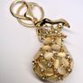 Created White Cats Eye, White Austrian Crystal Vas Keychain In Yellow Gold Tone Image 6