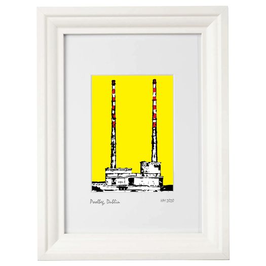 Poolbeg 2, yellow. Print by artist Helen Mathews