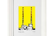 Poolbeg 2, yellow. Print by artist Helen Mathews