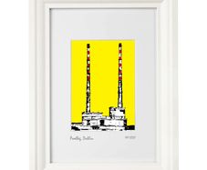 Poolbeg 2, yellow. Print by artist Helen Mathews