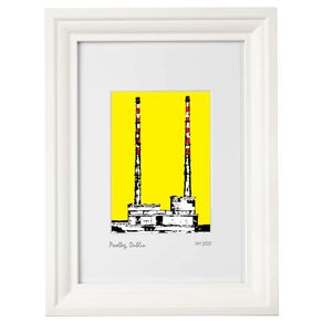 Poolbeg 2, yellow. Print by artist Helen Mathews
