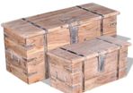 Two Piece Storage Chest Set Acacia Wood