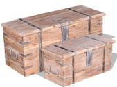 Two Piece Storage Chest Set Acacia Wood