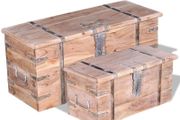 Two Piece Storage Chest Set Acacia Wood