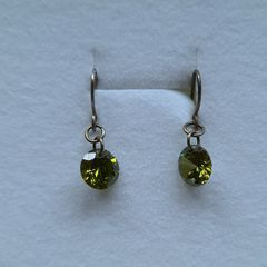 Drop Earrings Green Crystal