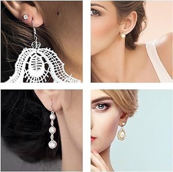 350 Pcs Earrings Making Supplies Kit 925 Silver Hypoallergenic Plated Fish Hooks Earring with Clear Earring Safety Backs Posts and Open Jump Rings