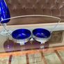 Vintage 1950s Cobalt Blue Glass & Silver Chrome Double Table Basket Image 2