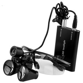 3.5X Magnification Binocular Dental Loupe Surgery Surgical Magnifier with Headlight LED Light Medical Operation Loupe Lamp