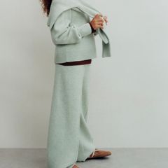 Zara Girls Light Mint Green Knitted Co ord Set