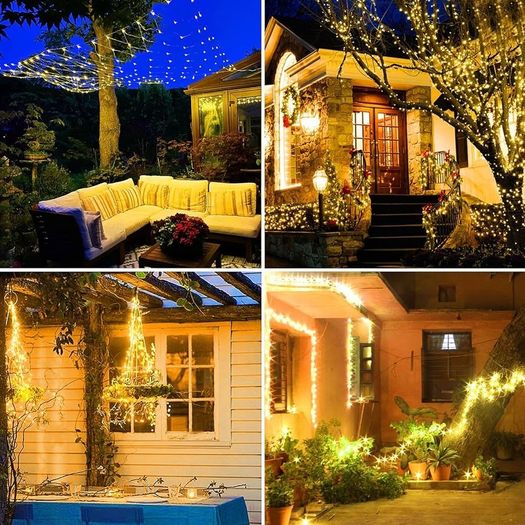 Lights Fairy Lights, 15M/49ft 150 LED String Lights Outdoor/Indoor Decorations, 8 Modes Remote Control, USB Plug in Powered Pure Copper Garden Lights for Xmas, Party - Warm Yellow