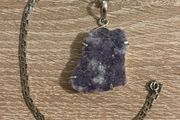 Chunky Lepidolite Pendant on A Beautiful Sterling Silver Chain