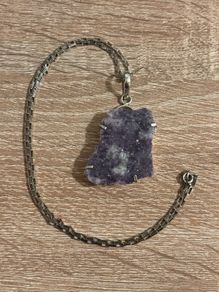 Chunky Lepidolite Pendant on A Beautiful Sterling Silver Chain