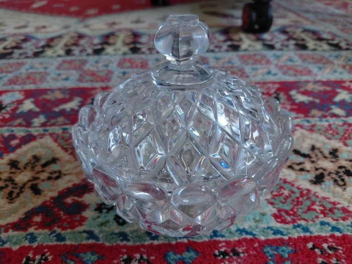Antique French Baccarat glass bowl with lid