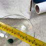 2 clear glass bowl with virbant green glass feet . Image 2
