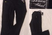 Black Linen Belted Trousers, New With Tags