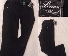 Black Linen Belted Trousers, New With Tags